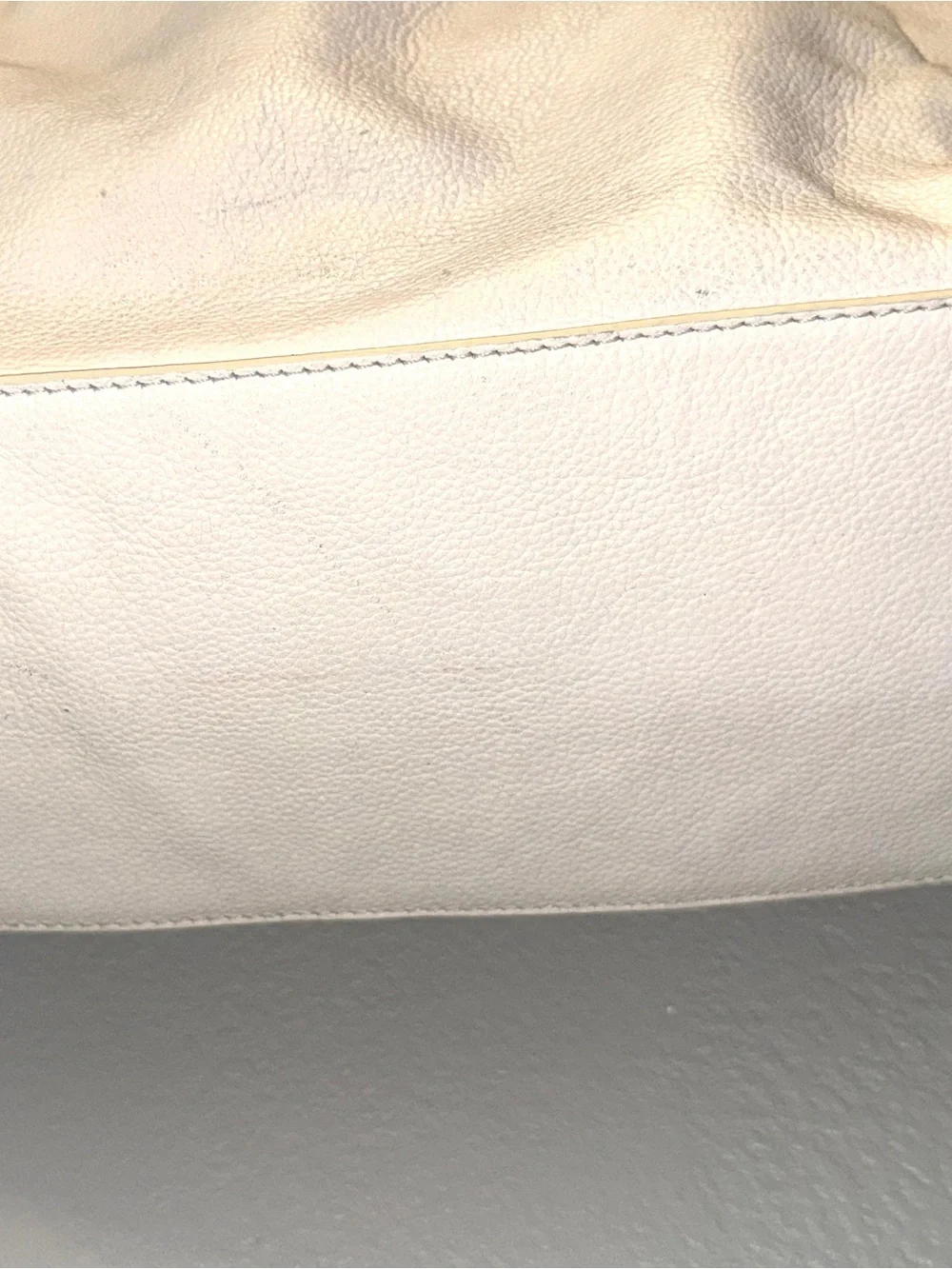 Vince Camuto VV-SIGNE-TO White Swan Pebbled Leather Hobo Handbag Braided Handle